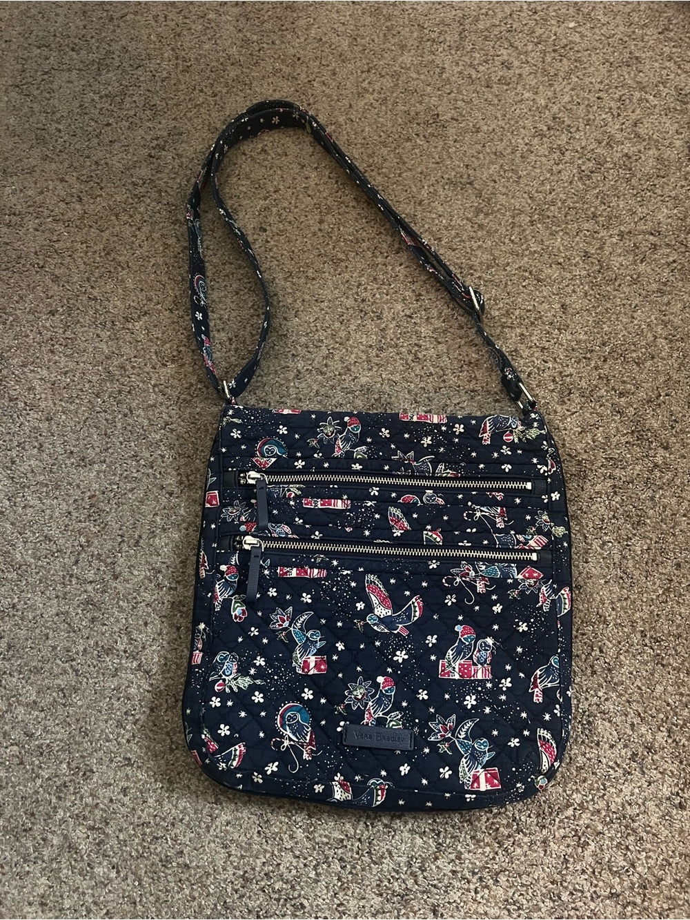 Vera Bradley Navy Christmas Crossbody Bag